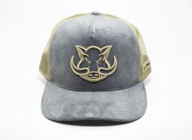 Boné dumatto cinza com camurça cinza com tela bege