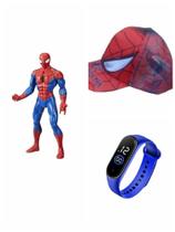 Boné e boneco homem aranha mais relógio digital , super kit para seu filho