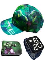 Boné e carteira Huck mas relógio digital a prova d agua smart masculino infantil , kit 2 em 1.