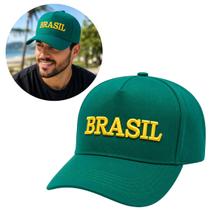 Boné Essência Brasileira Com Bordado Premium Unissex Ajustável Aba Curva (1 Und) Boné Essência Brasileira Com Bordado Premium Unissex Ajustável Aba Curva (1 Und)