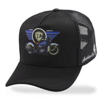 Boné Estampa de Moto Motociclismo Aba Curva Trucker Telinha Boné Estampa de Moto Motociclismo Aba Curva Trucker Telinha