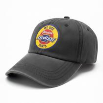 Bone Estilo Chevrolet Parts Retro Vintage Desbotado GM - Preto