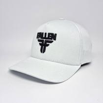 Boné Fallen Snapback Bordado Branco e Preto Aba Reta