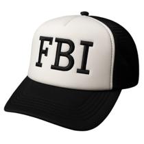 Boné FBI POLICE Trucker Preto e Branco - Branco