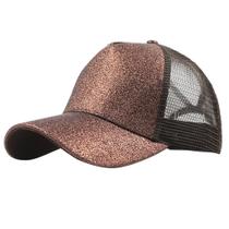 Boné Feminino Aba Curva Com Brilho Saída Rabo De Cavalo Leve