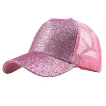 Boné Feminino Brilho Glitter Com Saída Rabo De Cavalo E Tela Rosa