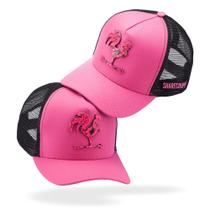 Boné Feminino Country Lançamento Sharecropper Pink Silk Galo Modelo Trucker Telinha