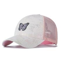 Boné Feminino Estilo Caminhoneiro, Bordado Borboleta Boné Feminino Estilo Caminhoneiro, Bordado Borboleta