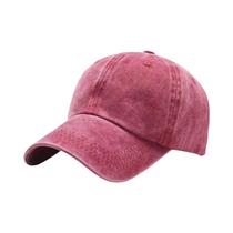 Boné Feminino Retrô De Verão Cor Sólida Com Aba Curva Estilo Vintage Lavado Para Uso Externo Com