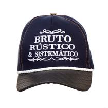 Boné Feminino Trucker Aba Curva Bruto Rústico Azul Bordado