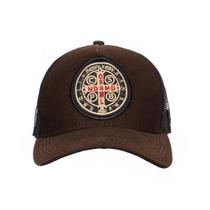 Boné Feminino Trucker Aba Curva Medalha S. Bento Marrom