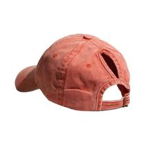 Boné Feminino Vintage Lavado Com Aba Curta E Macia Para Rabo De Cavalo Alto, Versátil, Cor Sólida,