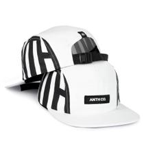 Boné Five Panel Preto e Branco Aba Curva Masculino