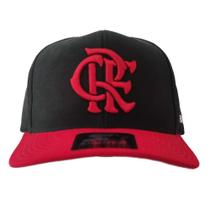 Boné Flamengo Aba Curva Preto CRF Bordado Vermelho Starter