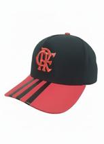Boné Flamengo Preto Aba Vermelha Acabamento Premium Ajustável com Fivela Emborrachada