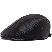 Boné Flat Gatsby Newsboy de material sintético preto para homens Boné Flat Gatsby Newsboy de material sintético preto para homens