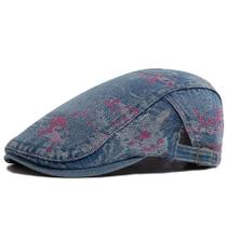 Boné Flat Gatsby Newsboy Hat Sc impresso em jeans azul unissex Boné Flat Gatsby Newsboy Hat Sc impresso em jeans azul unissex