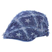 Boné Flat Gatsby Newsboy Hat Star Patchwork Jeans unissex