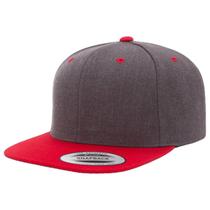 Boné Flex Fit Básico Liso Snapback Unissex - Cinza e Vermelho