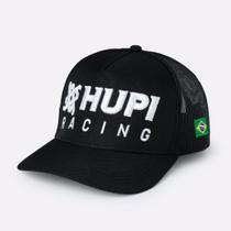 Boné HUPI Racing Preto/Branco Bordado