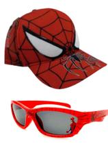 Boné infantil bordado e oculos masculino do homem aranha , kit 2 em 1 para presentear seu filho