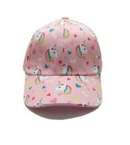 Boné Infantil Estampado Rosa Unicornio Ajustavel Aba Curva