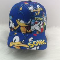 Boné Infantil Estampado Sonic Proteção Uv Com Regulagem