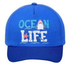 Boné Infantil Menino Boneleska Azul Estampa Ocean Life Aba Curvada Proteção Verão Sol
