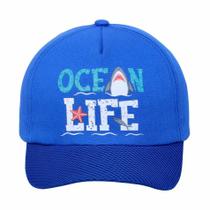 Boné Infantil Menino Boneleska Estampa Ocean Life Proteção Solar Delicado Confortável Estiloso