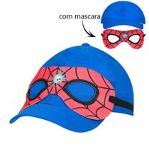 Boné Infantil Menino Homem Aranha Com Máscara - Côr Azul - Tamanho G - 3 a 4 Anos Boné Infantil Menino Homem Aranha Com Máscara - Côr Azul - Tamanho G - 3 a 4 Anos