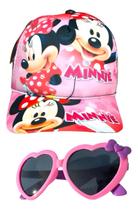 Boné Infantil Minn1e + Óculos De Sol Piscina Verão Meninas Rosa Boné Infantil Minn1e + Óculos De Sol Piscina Verão Meninas Rosa