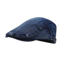 Boné jeans escuro vintage lavado Gatsby Newsboy unissex
