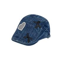 Boné jeans feminino com bordado de coração e laço Boné jeans feminino com bordado de coração e laço