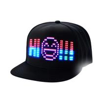 Boné LED Com Controle Por Aplicativo Multilíngue DIY Para Homens E Mulheres, Com Texto, Música,