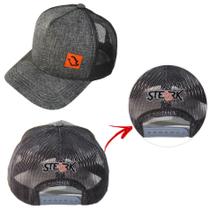 Boné Logo Sterk Trucker Aba Curva Cinza Barato Simples Boné Logo Sterk Trucker Aba Curva Cinza Barato Simples