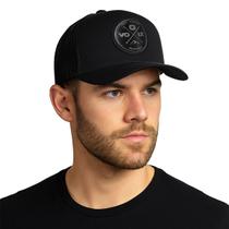 Boné Masculino Aba Curva Preto All Black Snap Back Ajustável Boné Masculino Aba Curva Preto All Black Snap Back Ajustável