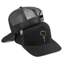 Boné Masculino Aba Curva Terço Mapa Do Brasil Preto Telinha Boné Masculino Aba Curva Terço Mapa Do Brasil Preto Telinha