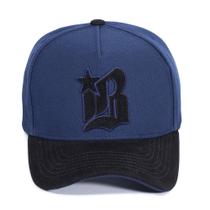 Boné Masculino Azul Aba Preta Black Brazil Snapback Premium