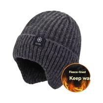 Boné Masculino De Inverno Com Forro De Pelúcia Sintética, Gorro Quente Com Abas E Protetor De Orelha