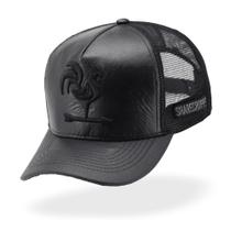 Boné Masculino Feminino Country Sharecropper Frente em Couro Bordado Galo Lançamento