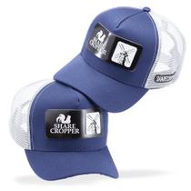 Boné Masculino Feminino Sharecropper Country Modelo Trucker Telinha Azul Marinho Linha Basica