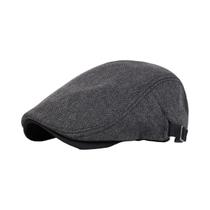 Boné Masculino Retrô Ajustável Estilo Britânico Herringbone Newsboy Primavera Outono Chapéu Plano