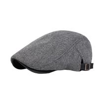 Boné Masculino Retrô Ajustável Estilo Britânico Herringbone Newsboy Primavera Outono Chapéu Plano