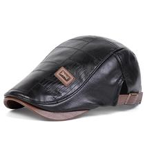 Boné Masculino Retrô de Couro PU - Ajustável, Estilo Jornaleiro e Hip Hop Boné Masculino Retrô de Couro PU - Ajustável, Estilo Jornaleiro e Hip Hop
