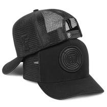 Boné Masculino Trucker Aba Curva Telinha Snapback All Black Texas Field Original