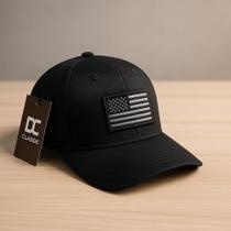 Boné Militar Bandeira Americana Aba Curva Unissex Bordado Regulagem Fitão