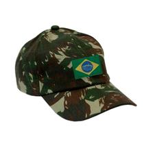 Boné Militar Rip Stop Com Patch Aplicado Bandeira do Brasil Camuflado