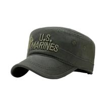 Boné Militar Unissex Bordado US MARINES Ajustável Com Topo Plano Para Homens Primavera Outono Boné Militar Unissex Bordado US MARINES Ajustável Com Topo Plano Para Homens Primavera Outono