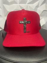 Boné Never Give up - Vermelho Crucifixo Boné Never Give up - Vermelho Crucifixo