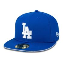 Bone New Era 59FIFTY MLB Los Angeles Dodgers Core Aba Reta Azul Aba Reta Fitted Azul